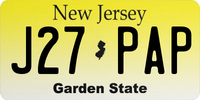 NJ license plate J27PAP