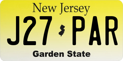 NJ license plate J27PAR