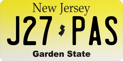 NJ license plate J27PAS
