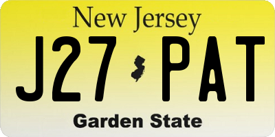 NJ license plate J27PAT