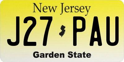 NJ license plate J27PAU