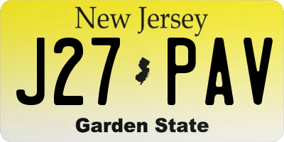NJ license plate J27PAV