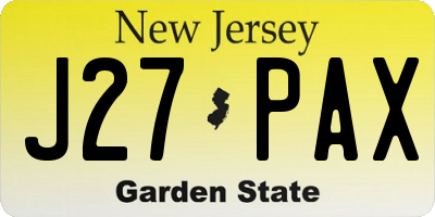 NJ license plate J27PAX