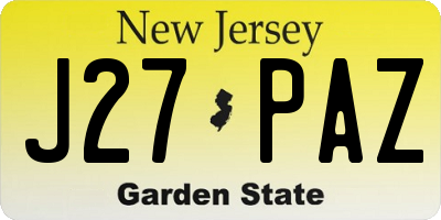 NJ license plate J27PAZ
