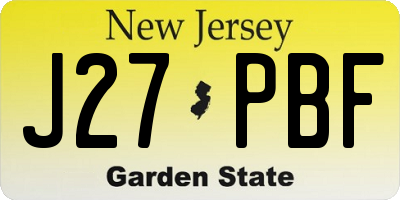NJ license plate J27PBF