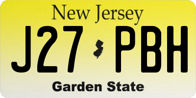 NJ license plate J27PBH