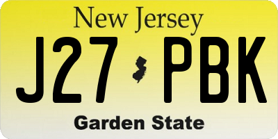 NJ license plate J27PBK