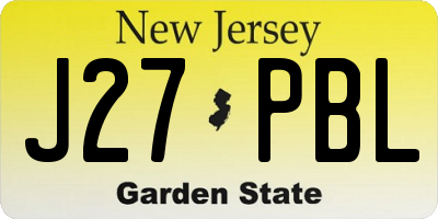 NJ license plate J27PBL