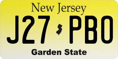 NJ license plate J27PBO