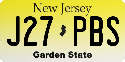 NJ license plate J27PBS