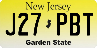 NJ license plate J27PBT
