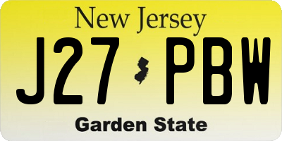 NJ license plate J27PBW