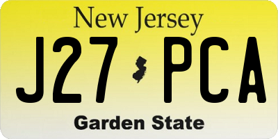 NJ license plate J27PCA
