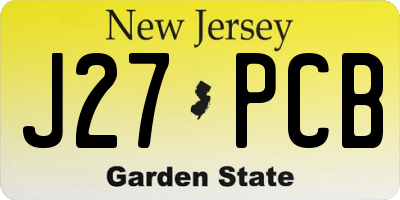 NJ license plate J27PCB
