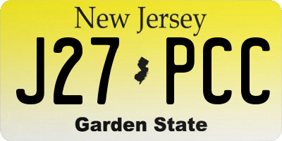NJ license plate J27PCC