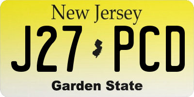 NJ license plate J27PCD