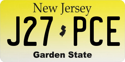 NJ license plate J27PCE
