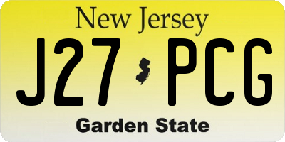 NJ license plate J27PCG