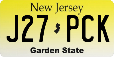 NJ license plate J27PCK