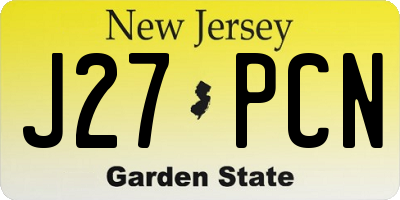 NJ license plate J27PCN