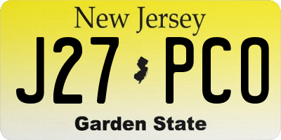 NJ license plate J27PCO