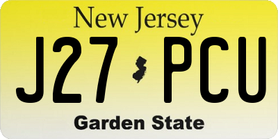 NJ license plate J27PCU