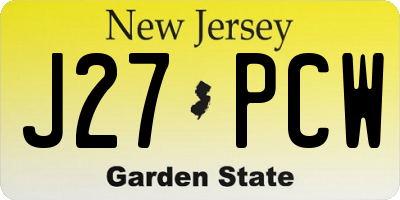 NJ license plate J27PCW