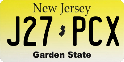 NJ license plate J27PCX