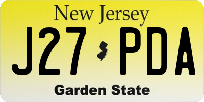 NJ license plate J27PDA