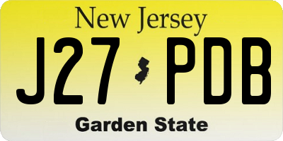 NJ license plate J27PDB