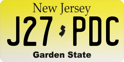 NJ license plate J27PDC