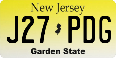 NJ license plate J27PDG