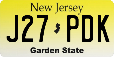 NJ license plate J27PDK