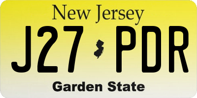 NJ license plate J27PDR