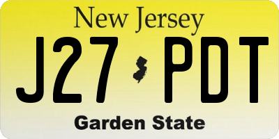 NJ license plate J27PDT
