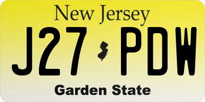 NJ license plate J27PDW