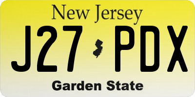 NJ license plate J27PDX