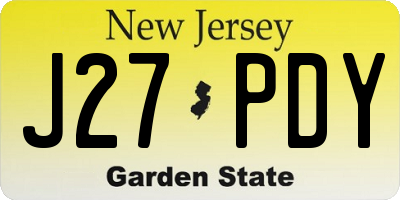 NJ license plate J27PDY
