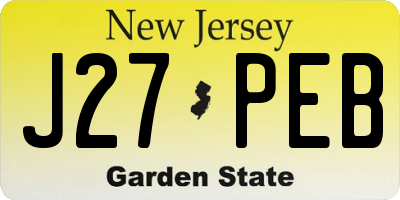 NJ license plate J27PEB