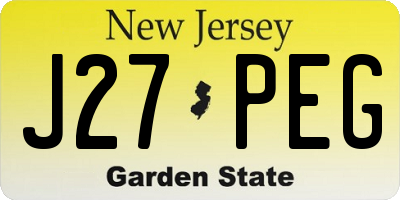 NJ license plate J27PEG
