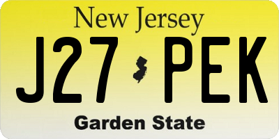 NJ license plate J27PEK