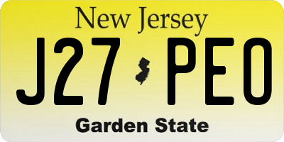 NJ license plate J27PEO