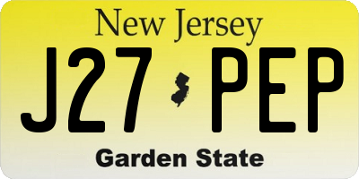 NJ license plate J27PEP