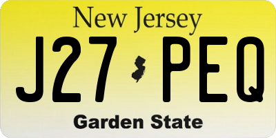 NJ license plate J27PEQ