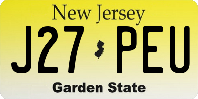 NJ license plate J27PEU