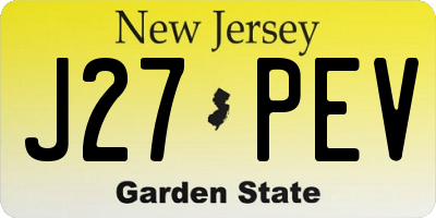 NJ license plate J27PEV