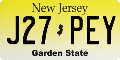 NJ license plate J27PEY