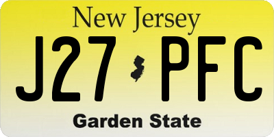 NJ license plate J27PFC