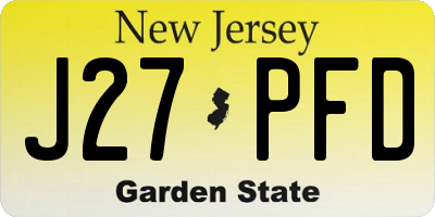 NJ license plate J27PFD