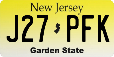 NJ license plate J27PFK